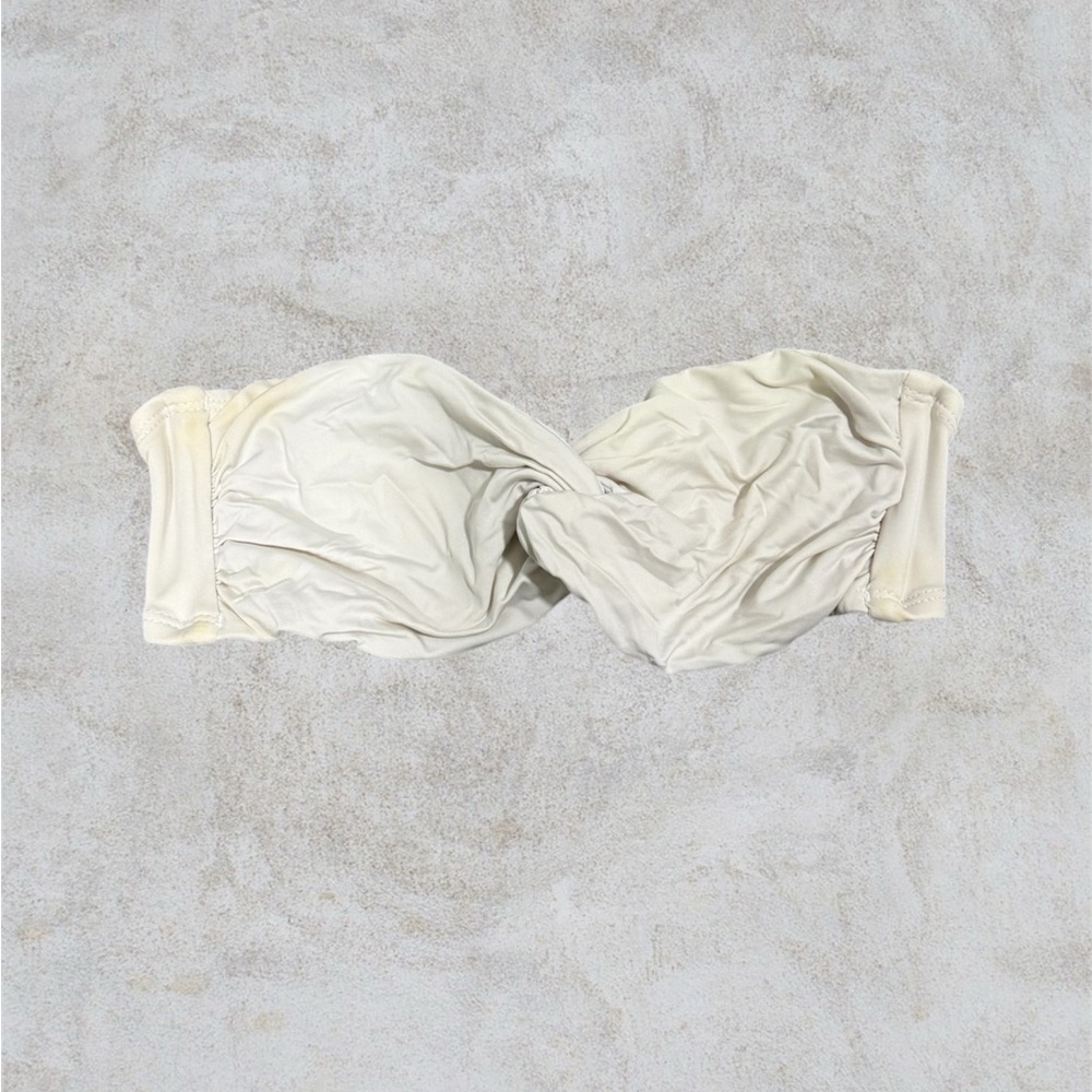 Chic Cream Twist Bandeau Bikini Top